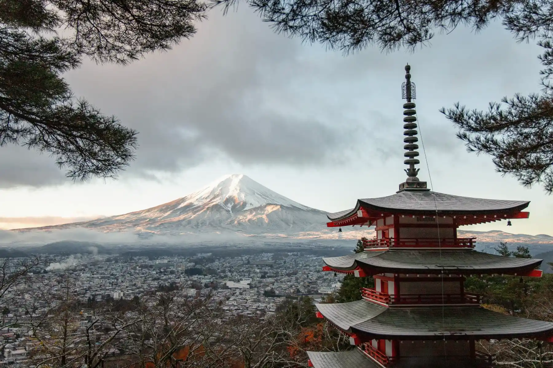 japan fuji mountain view from castle